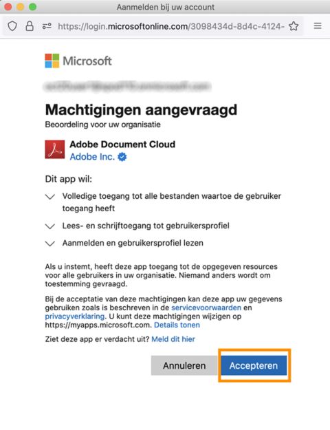 Klik op Accepteren