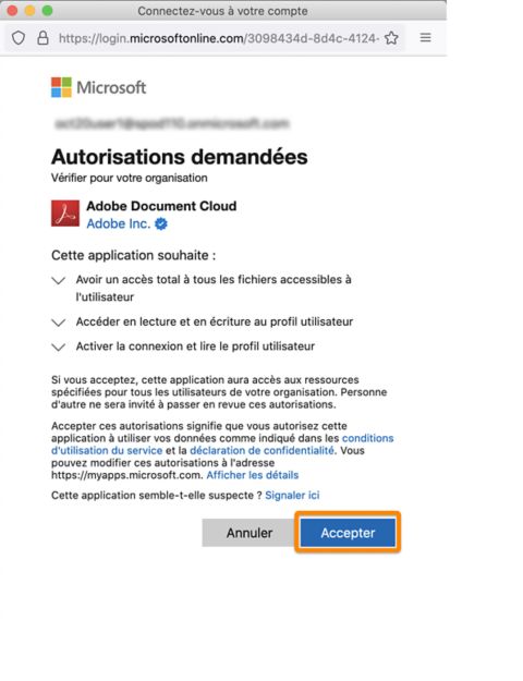 Cliquer sur Accepter