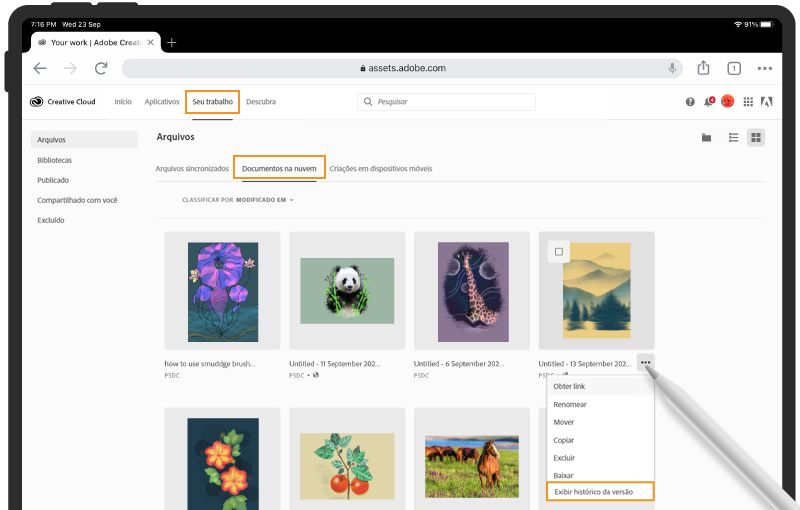 Histórico de versões do Fresco na Web