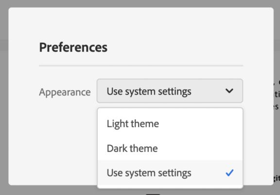 Choose appearance theme