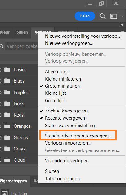 standaardverloop toevoegen
