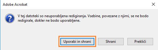 Kliknite Uveljavi in Shrani
