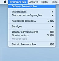 Selecione “Sobre” no menu do aplicativo