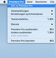 Wählen Sie im Applikationsmenü „Über“ aus.