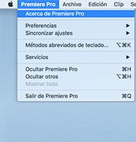 Seleccione “Acerca de” en el menú de la aplicación