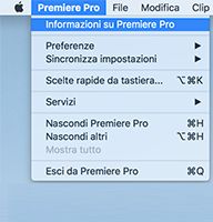 Seleziona “Info su” nel menu dell’applicazione