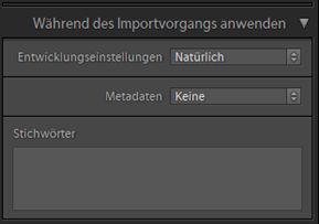 Während des Importvorgangs anwenden