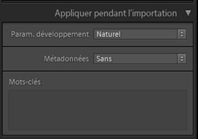 Appliquer pendant l'importation
