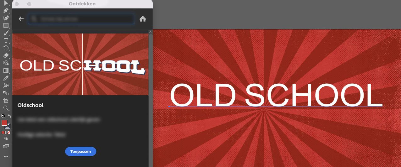 Klik op Toepassen om de tekst te wijzigen in ouderwetse tekst in het deelvenster Ontdekken > Snelle acties.