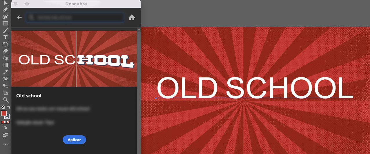 Clique em Aplicar para alterar o texto para old school no painel Descobertas > Ações rápidas.