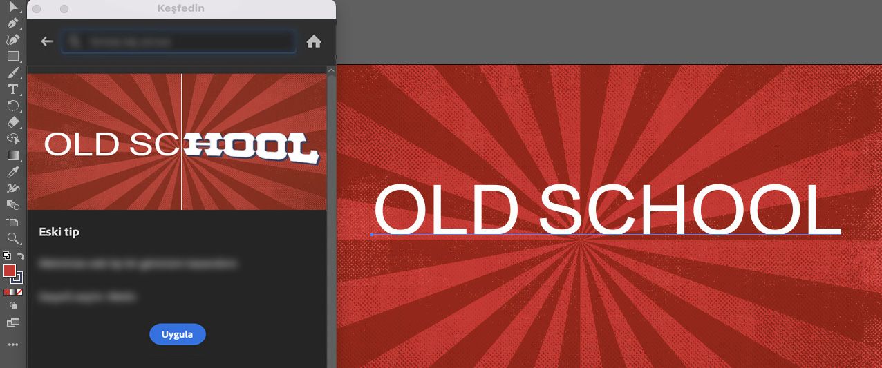 Keşfedin paneli > Hızlı Eylemler altında, metni eski tip metin olarak değiştirmek için Uygula'yı tıklatın.