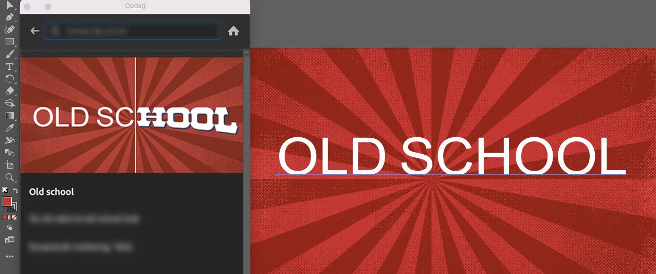 Klik på Anvend for at ændre teksten til old school-tekst i panelet Opdag > Hurtige handlinger.