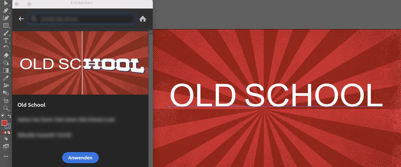 Klicken Sie im Bedienfeld „Entdecken“ > „Schnellaktionen“ auf „Anwenden“, um den Text in einen nostalgischen Text zu ändern.