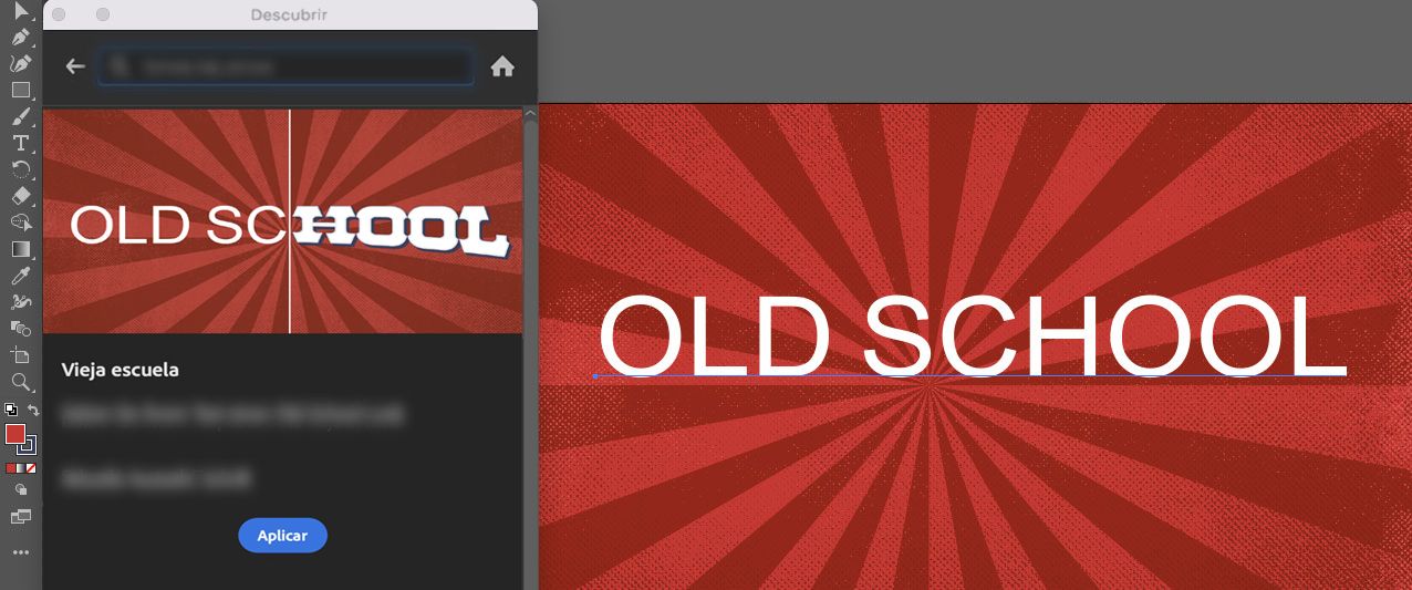 Haga clic en Aplicar para cambiar el texto a texto de la vieja escuela en el panel Descubrir > Acciones rápidas.