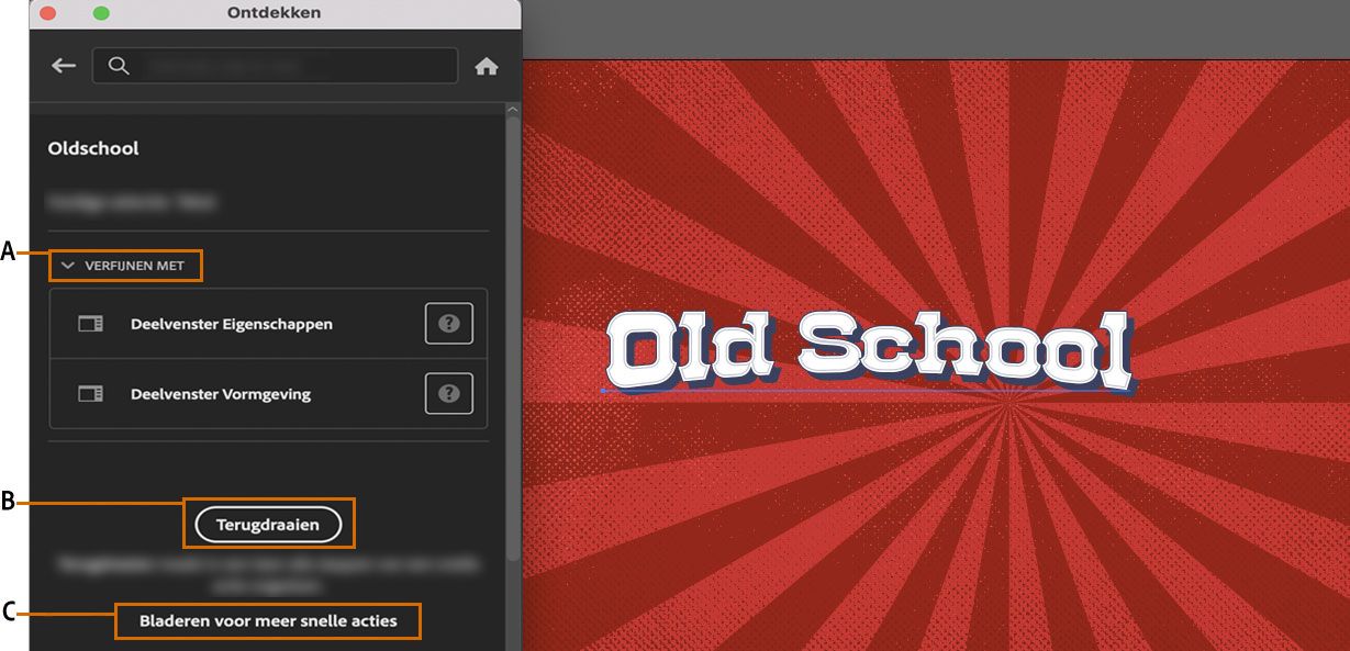 Klik op Vorige versie als u de wijzigingen die zijn toegepast met de snelle actie Ouderwetse tekst ongedaan wilt maken.