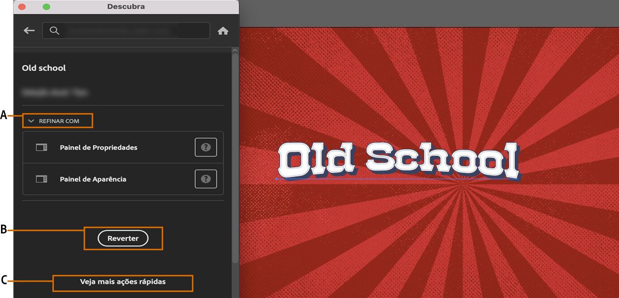 Clique em Reverter para desfazer as alterações aplicadas pela ação rápida do texto com visual old school.
