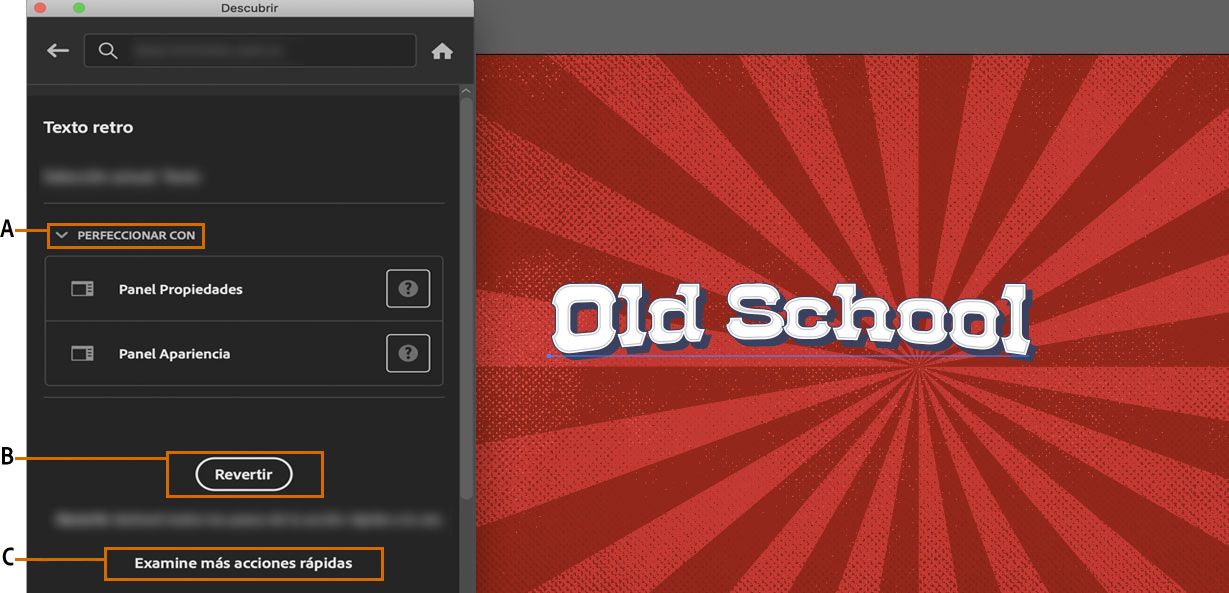 Haga clic en Revertir para deshacer los cambios aplicados por la acción rápida Texto de la vieja escuela.