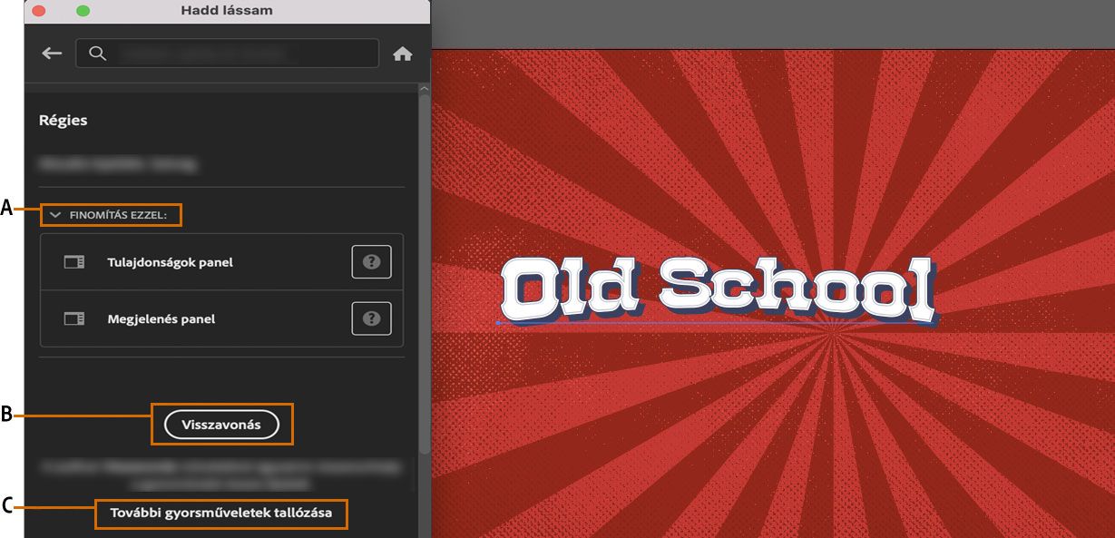 Kattintson a Visszaállítás elemre a régies szöveg gyorsművelettel végzett változtatásainak visszavonásához.