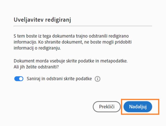 Uveljavitev redigiranj
