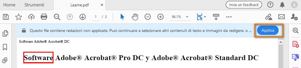 Applicare le redazioni