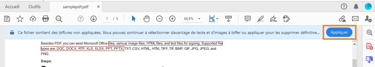 Appliquer les biffures
