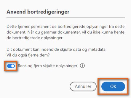 Anvend bortredigeringer