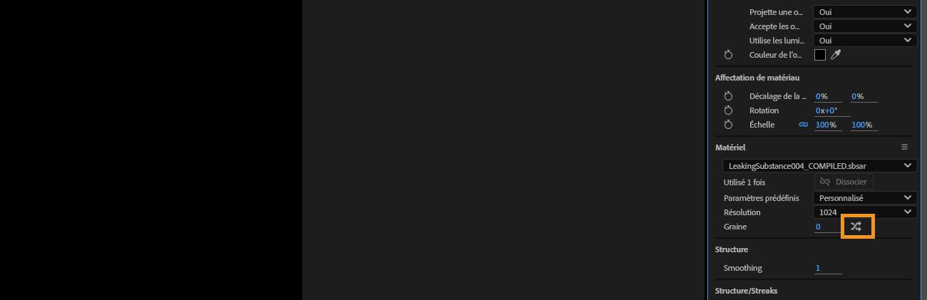 L’option Aléatoire est mise en surbrillance dans la section Matériel.