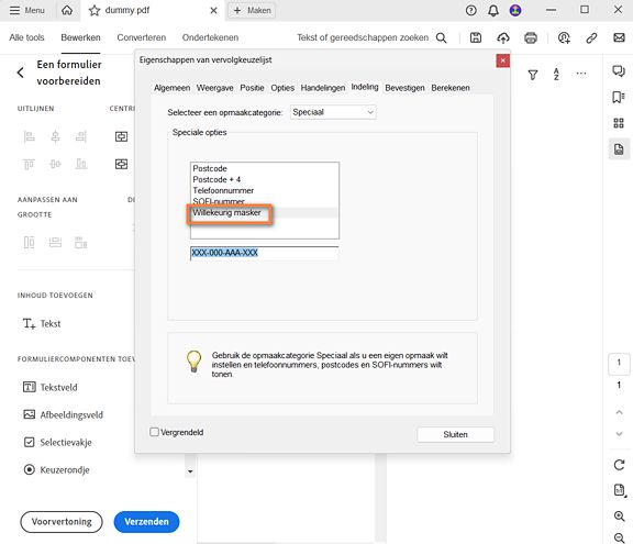 Item voor Willekeurig masker in Acrobat