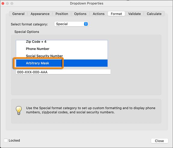 Acrobat での「任意のマスク」への入力