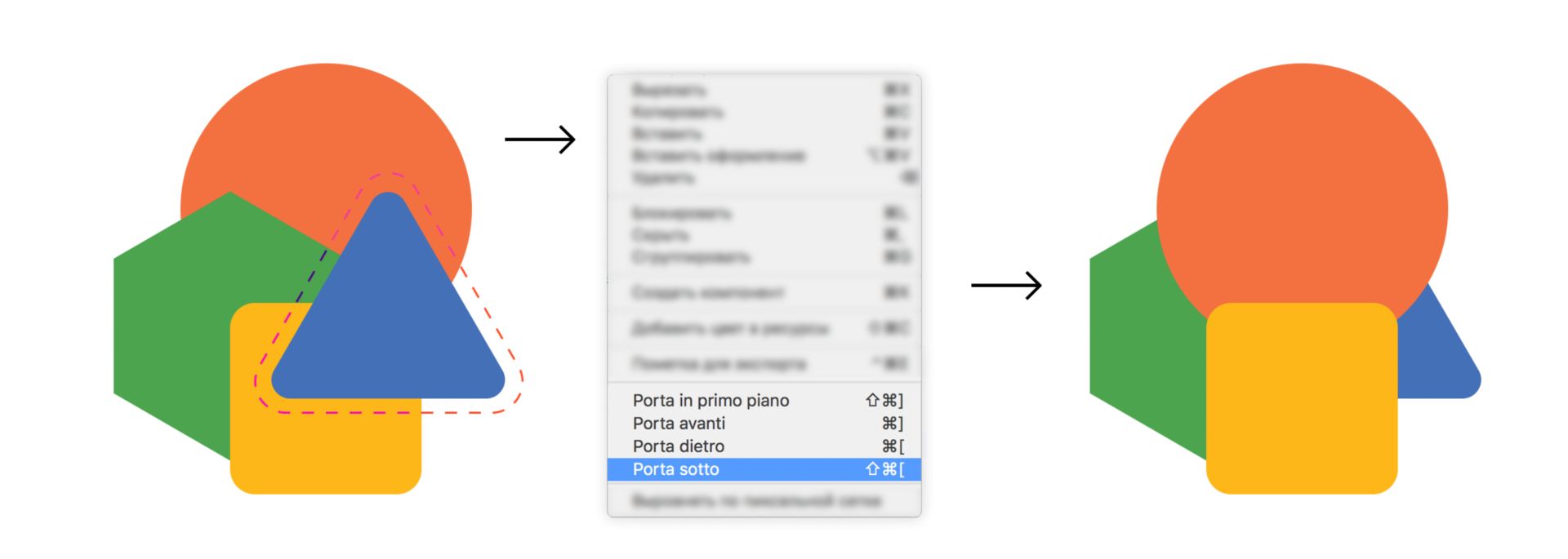Porta l’immagine selezionata in fondo alla pila