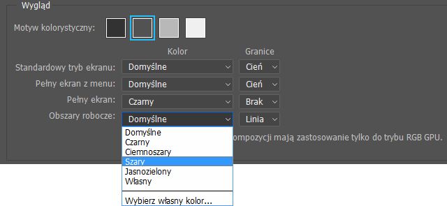 Preferencje obszarów kompozycji w programie Photoshop