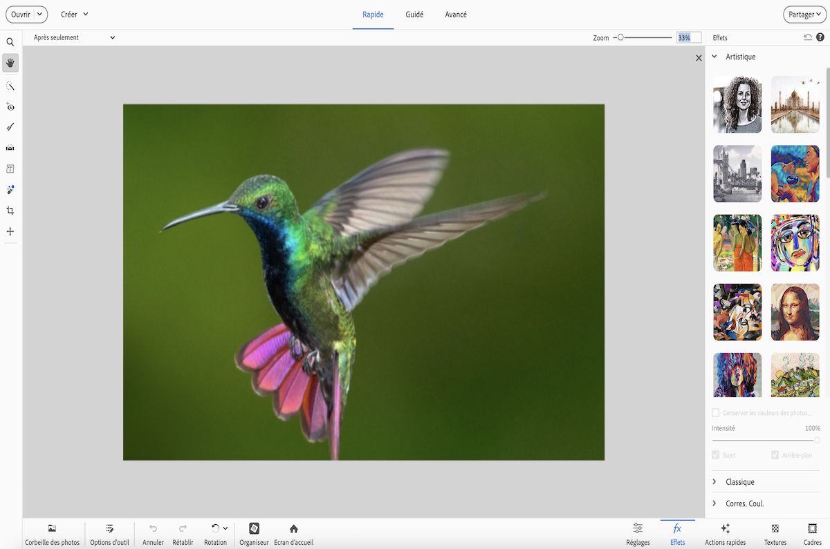Choisissez l’effet artistique que vous souhaitez appliquer à votre photo.
