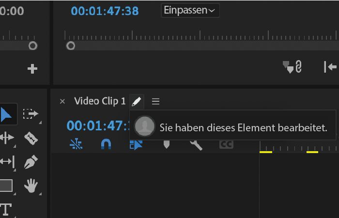 Das Symbol „Elementstatus anzeigen“ zeigt einen weißen Stift