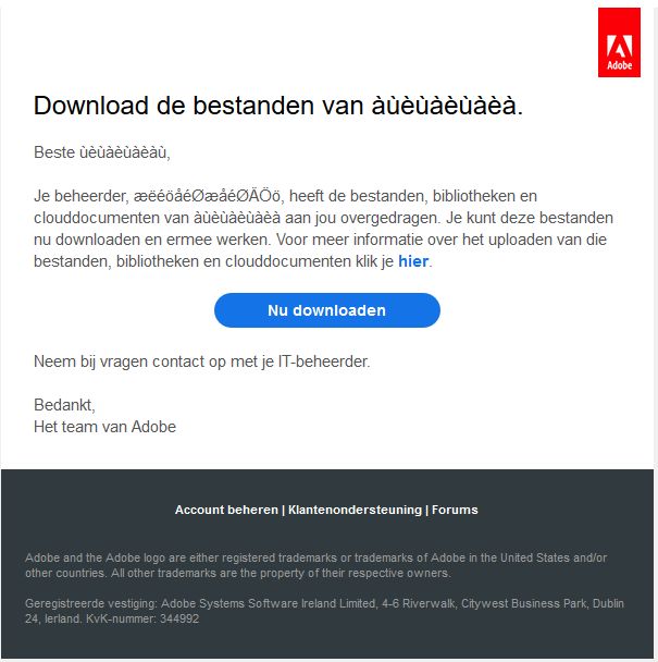 E-mailbericht om bestand te downloaden