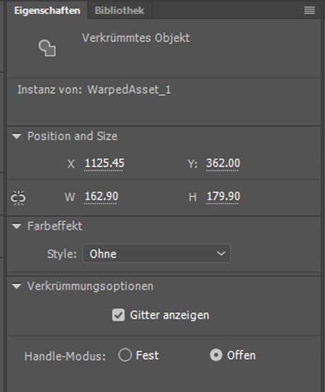Formeigenschaften bei der Assetverkrümmung