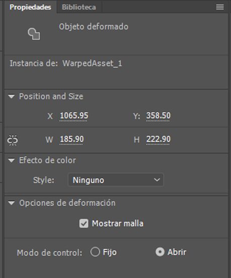 Propiedades de forma de la deformación de activos