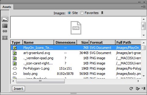 SVG-Elemente im Bedienfeld „Elemente“