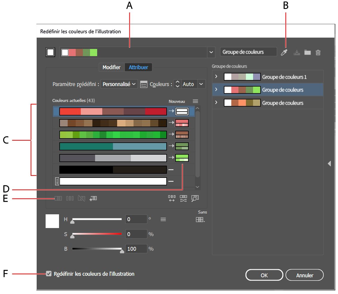 Options Redéfinir les couleurs de l’illustration