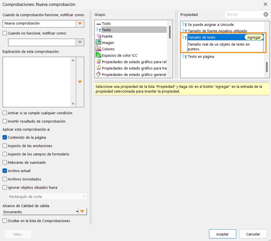 Comprobación: se muestra el nuevo cuadro de diálogo Se resalta una propiedad. 
