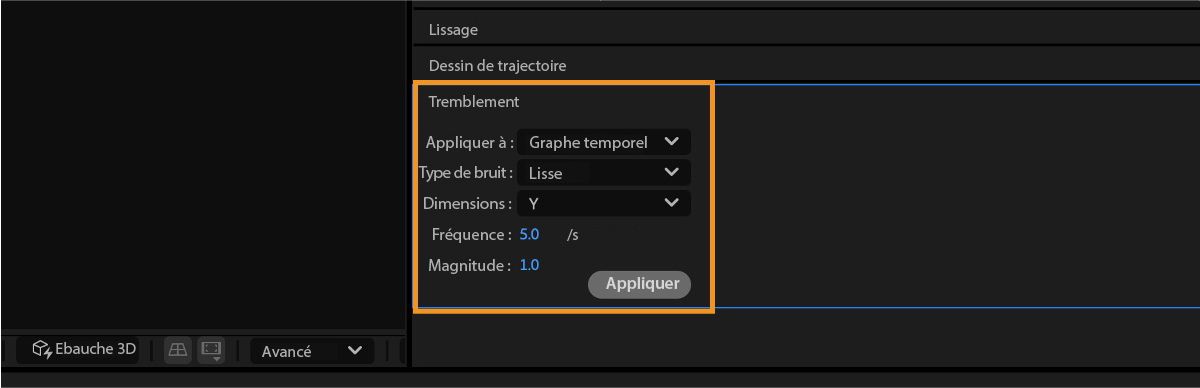 Le panneau Flou de mouvement s’ouvre et propose des options pour personnaliser l’effet de flou.