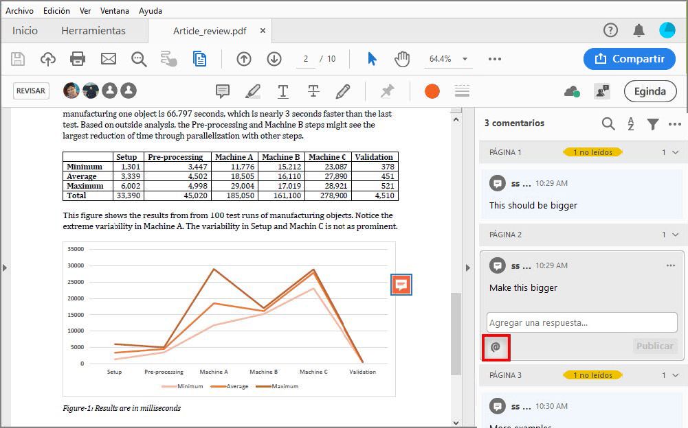 Mencione a los revisores con @ para llamar su atención