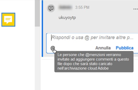 Con il simbolo @ si menziona un revisore di cui si desidera richiamare l’attenzione.