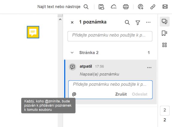 Zmínka @ upozorňuje kontrolory