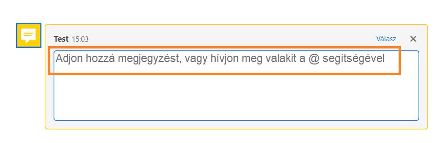 Az @mention használatát kérő üzenet megjegyzésnél
