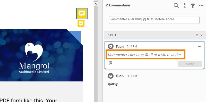Brug @nævn, når du kommenterer
