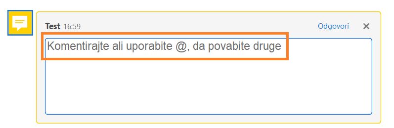 Uporaba poziva za funkcijo @omemba med komentiranjem