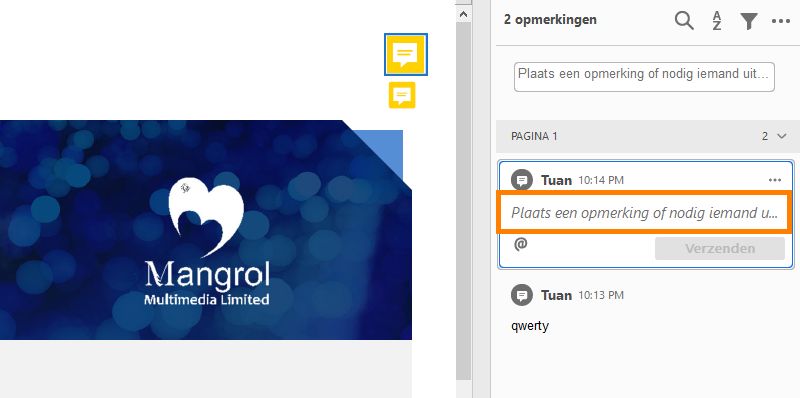 De @-verwijzing gebruiken bij opmerkingen