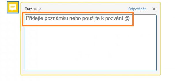 Výzva k použití @zmínky při přidávání poznámek
