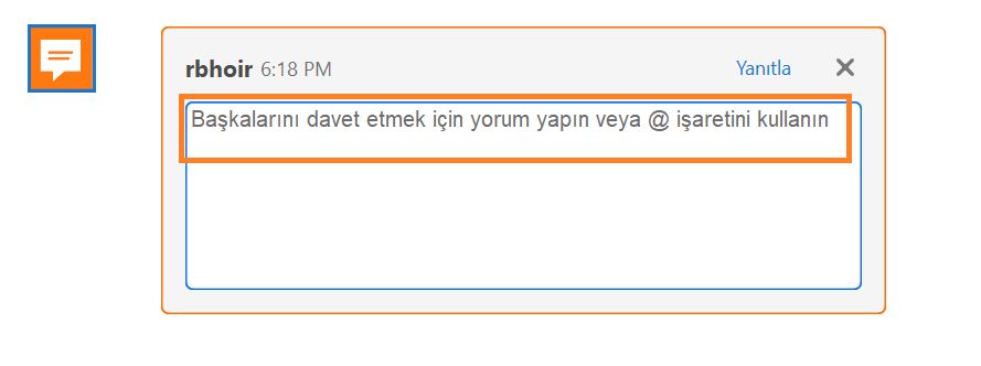 Yorum yaparken @ ile bahsetme özelliğini kullanma istemi