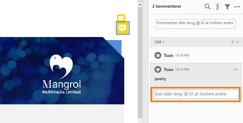 Brug @nævn, når du svarer